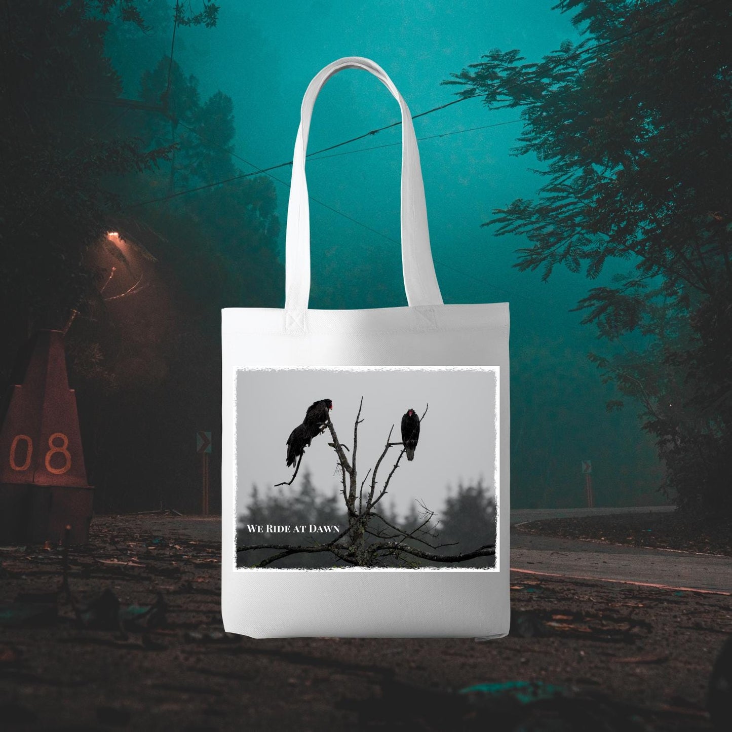 Canvas Tote Bag Vulture Ride at Dawn trick or treat Gift for Birthday Present for Her Him Christmas Stocking Stuffer Friendsgiving halloween