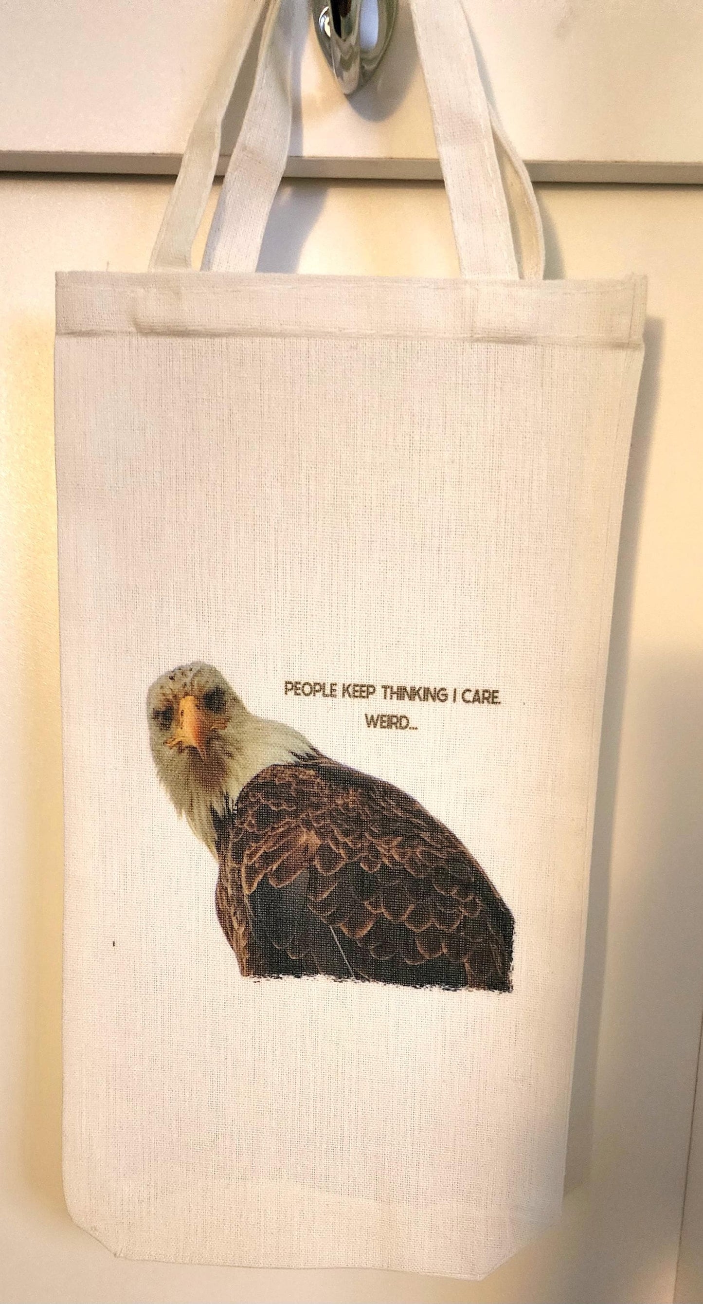 Bald eagle Bottle Bag for wine liquor gift for her present for him reusable gift wrap birthday for mom celebration for dad witty idea