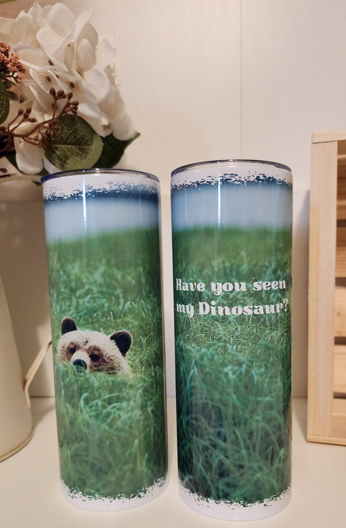 Tumbler 20 oz Stainless Steel Grizzly Bear gift for her present for him reusable cup for coach sports parent funny dinosaur lover idea